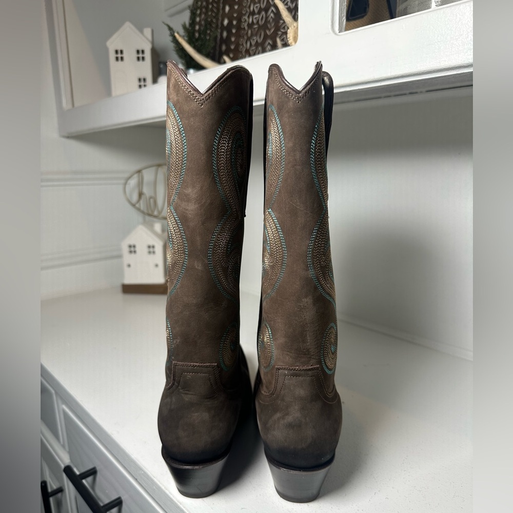 Rudel Women’s Brown Western Cowboy Boots Size 8.5 Embroidered Shaft Suede Mexico - Picture 6 of 10